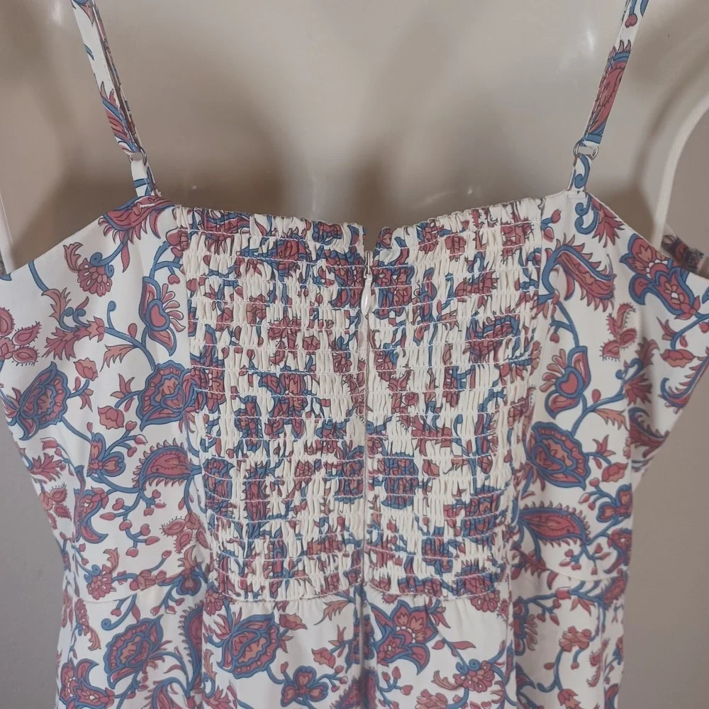 Abercrombie & Fitch Floral Paisley Maxi Smocked Stretch Dress Spaghetti Strap L